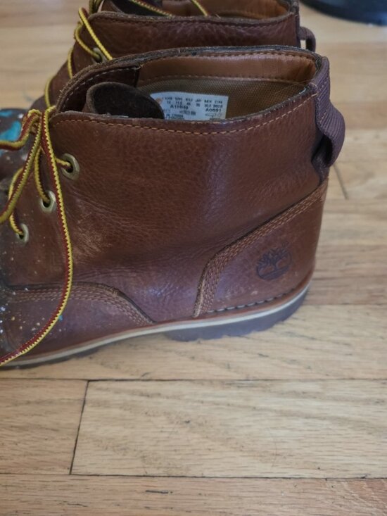 Timberland Larchmont Chukka Boots 12 Brown Leather Custom DIY Paint Splatter main image 11